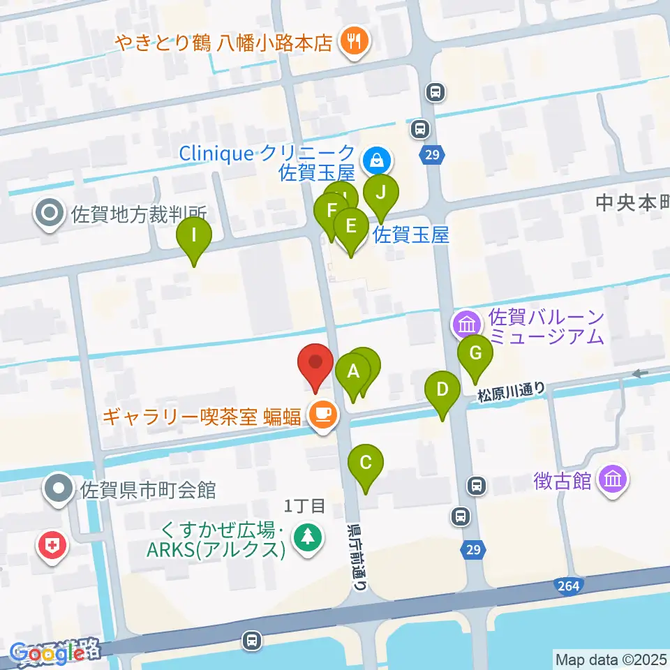 中央楽器 佐賀本店周辺のファミレス・ファーストフード一覧地図
