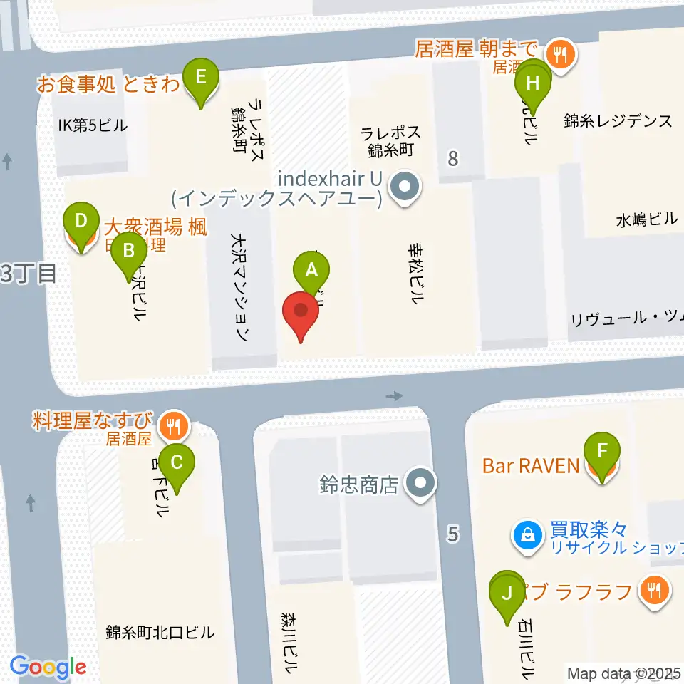 ザ・クラリネットショップ周辺のファミレス・ファーストフード一覧地図