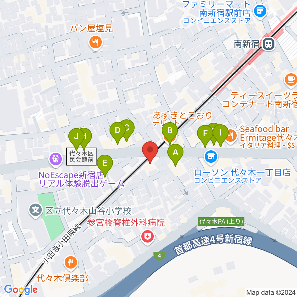 弦楽器工房高崎周辺のファミレス・ファーストフード一覧地図