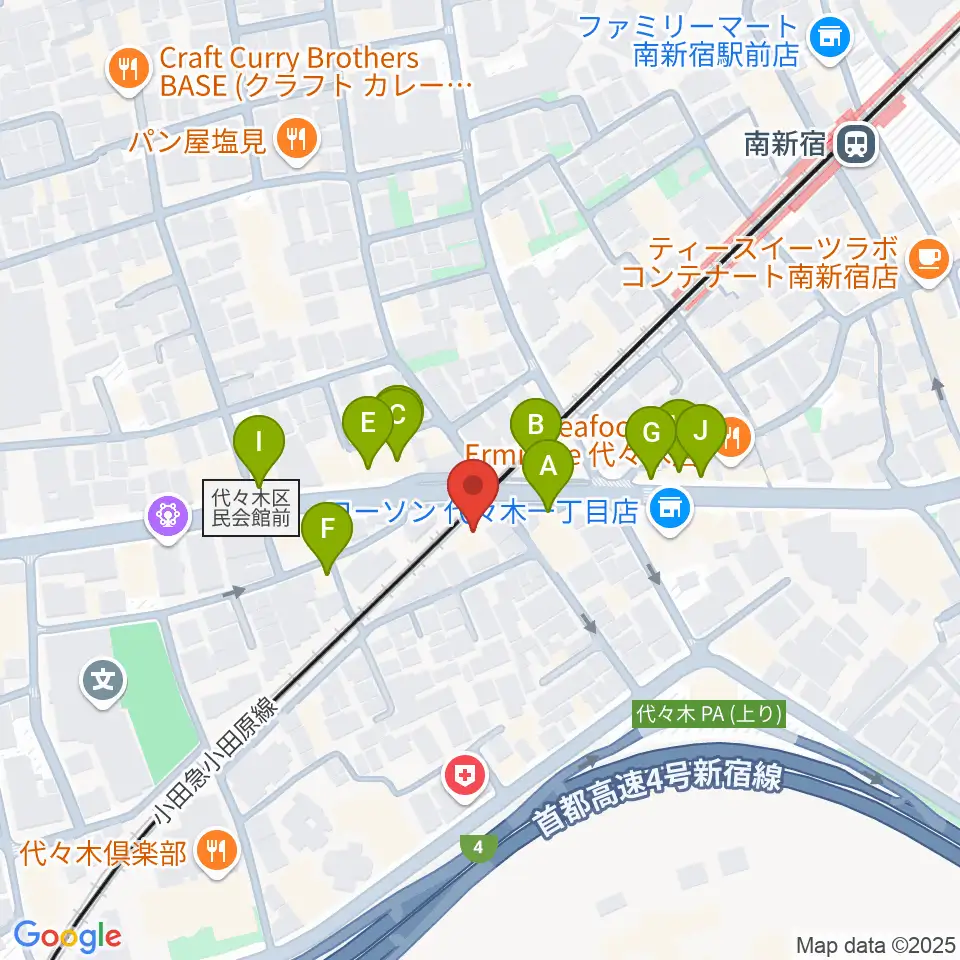 弦楽器工房高崎周辺のファミレス・ファーストフード一覧地図