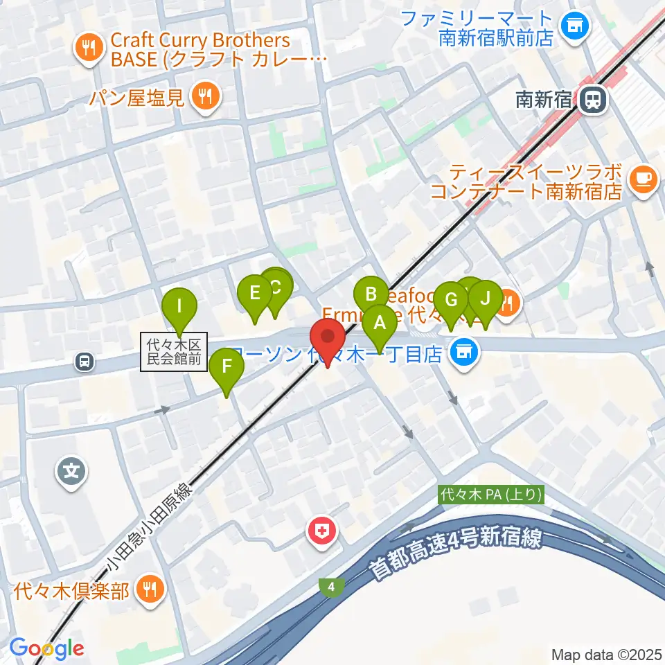 弦楽器工房高崎周辺のファミレス・ファーストフード一覧地図