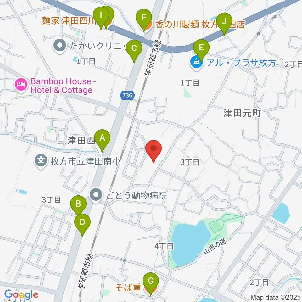 バイオリン工房クレモナ周辺のファミレス・ファーストフード一覧地図