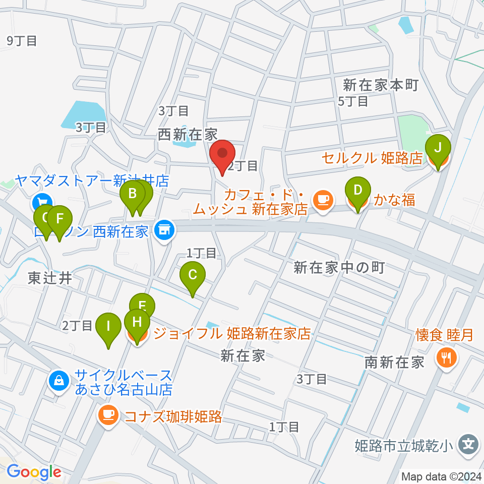 小池ピアノ調律所周辺のファミレス・ファーストフード一覧地図