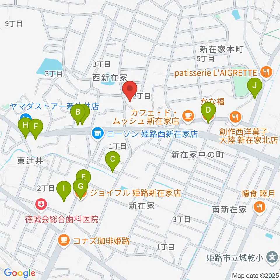 小池ピアノ調律所周辺のファミレス・ファーストフード一覧地図