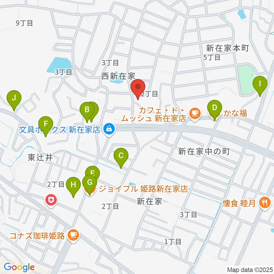 小池ピアノ調律所周辺のファミレス・ファーストフード一覧地図