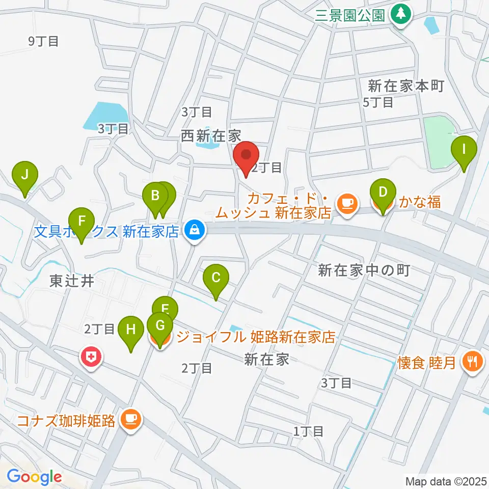 小池ピアノ調律所周辺のファミレス・ファーストフード一覧地図