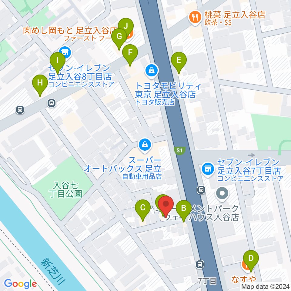 大塚竹管楽器周辺のファミレス・ファーストフード一覧地図