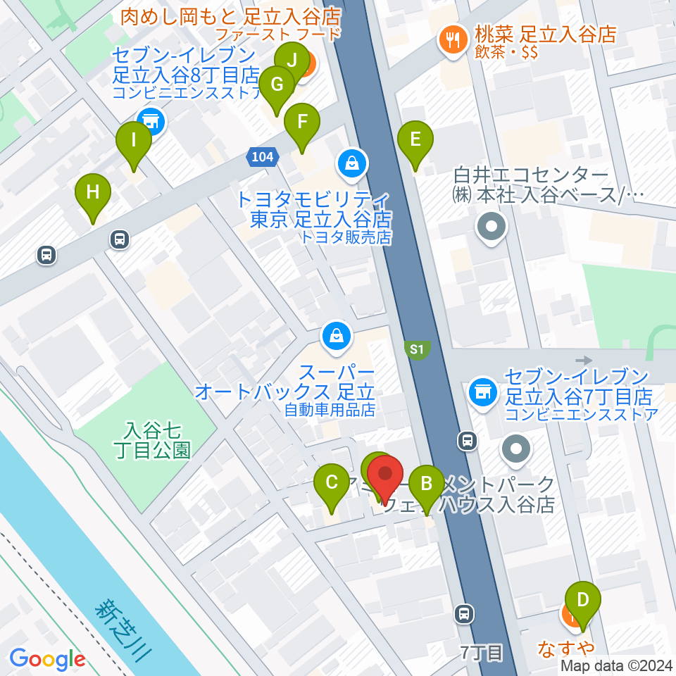 大塚竹管楽器周辺のファミレス・ファーストフード一覧地図