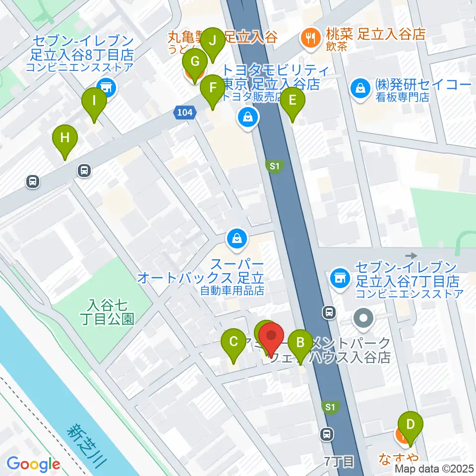 大塚竹管楽器周辺のファミレス・ファーストフード一覧地図