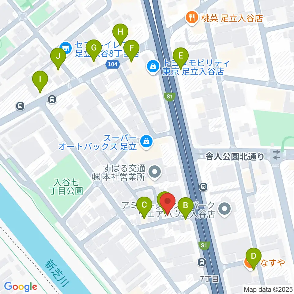 大塚竹管楽器周辺のファミレス・ファーストフード一覧地図