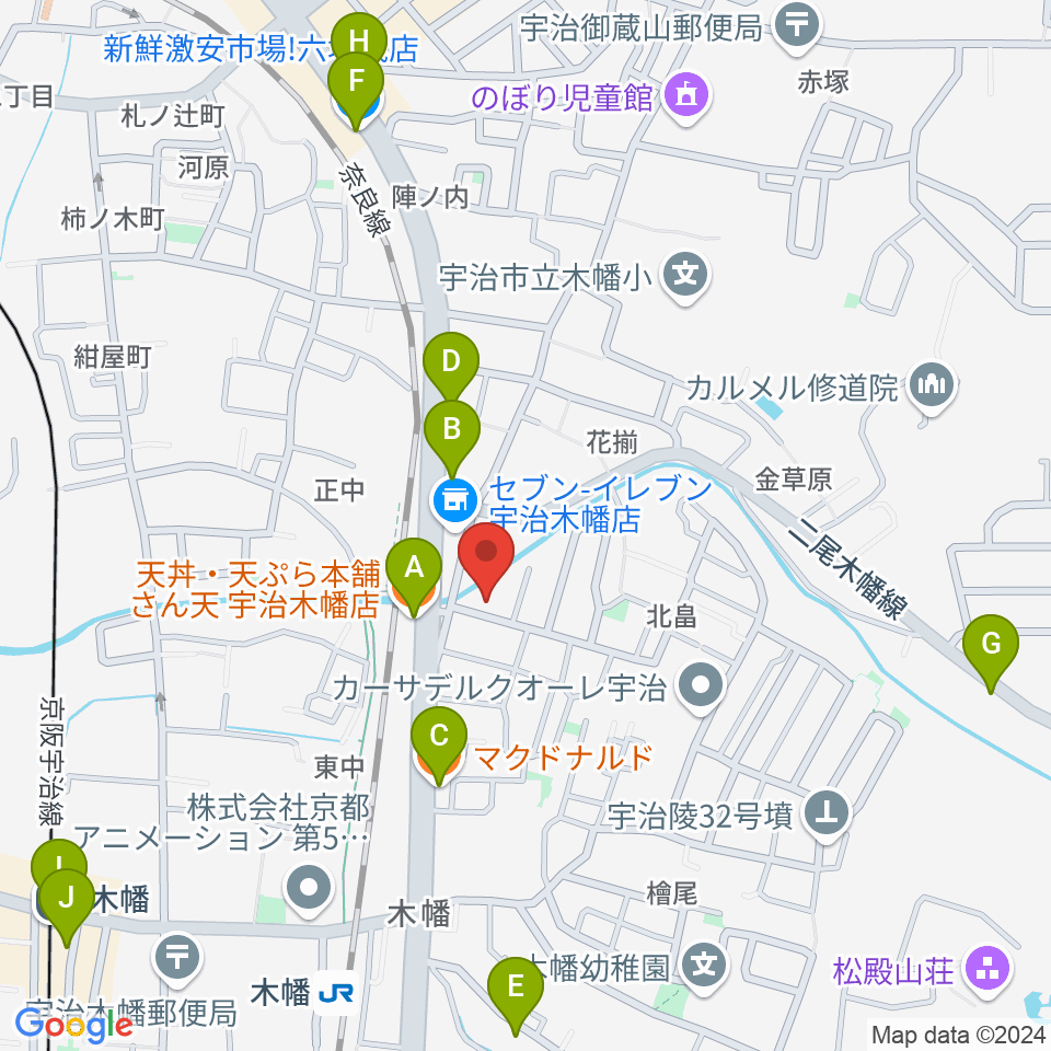 ふたば楽器店周辺のファミレス・ファーストフード一覧地図