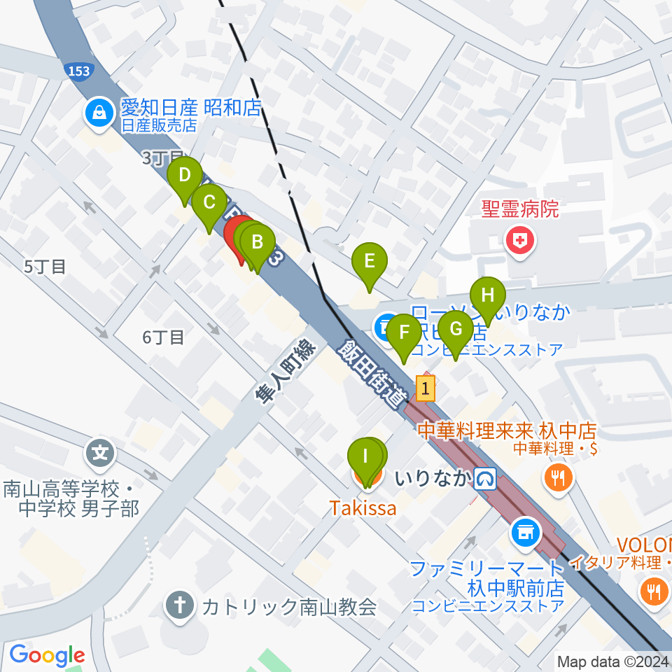 ギターショップTWO TONE周辺のファミレス・ファーストフード一覧地図