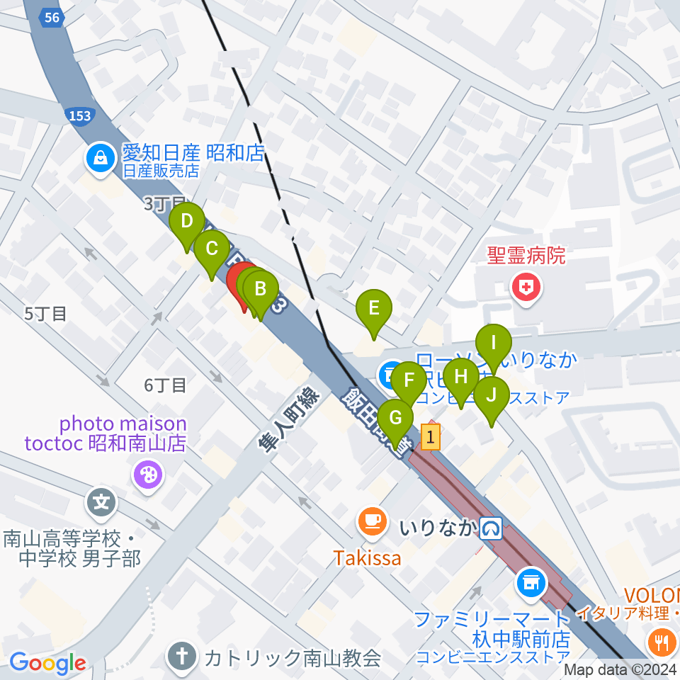 ギターショップTWO TONE周辺のファミレス・ファーストフード一覧地図