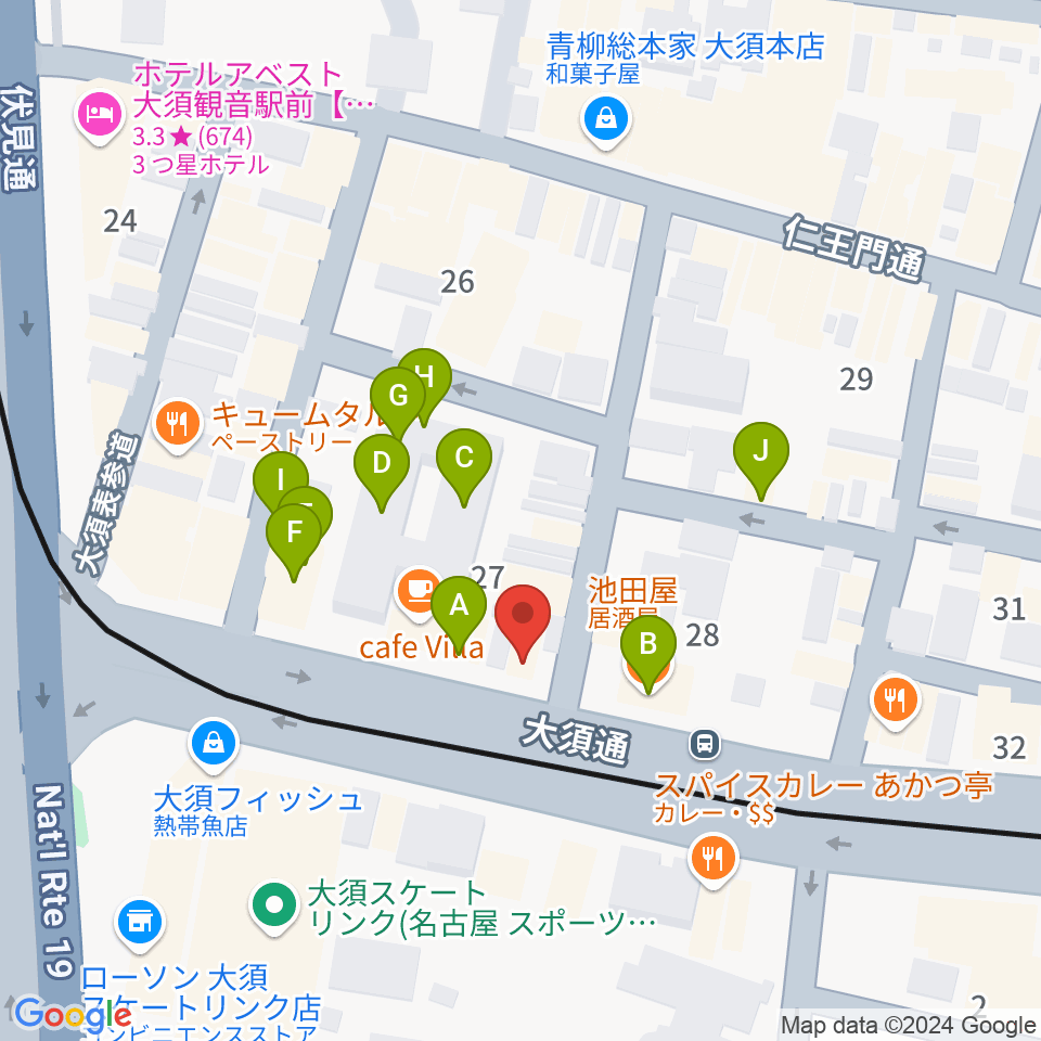 グレイテストヒッツ周辺のファミレス・ファーストフード一覧地図