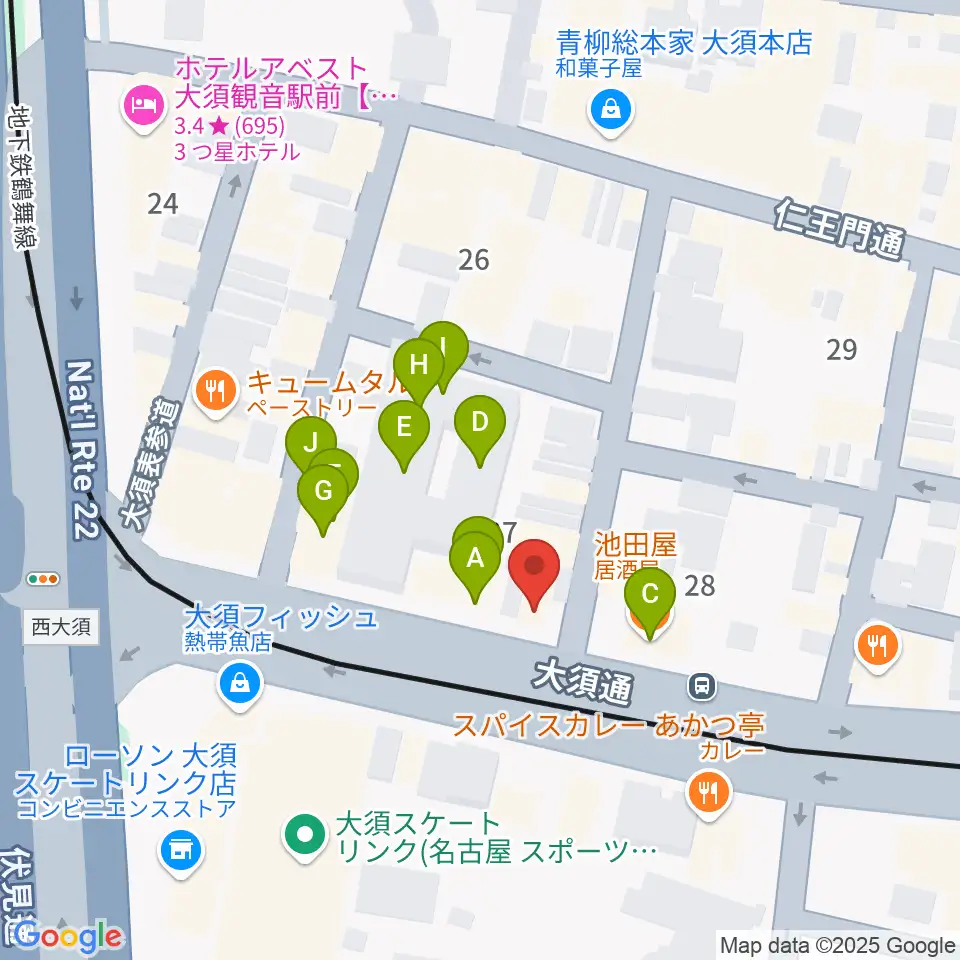 グレイテストヒッツ周辺のファミレス・ファーストフード一覧地図