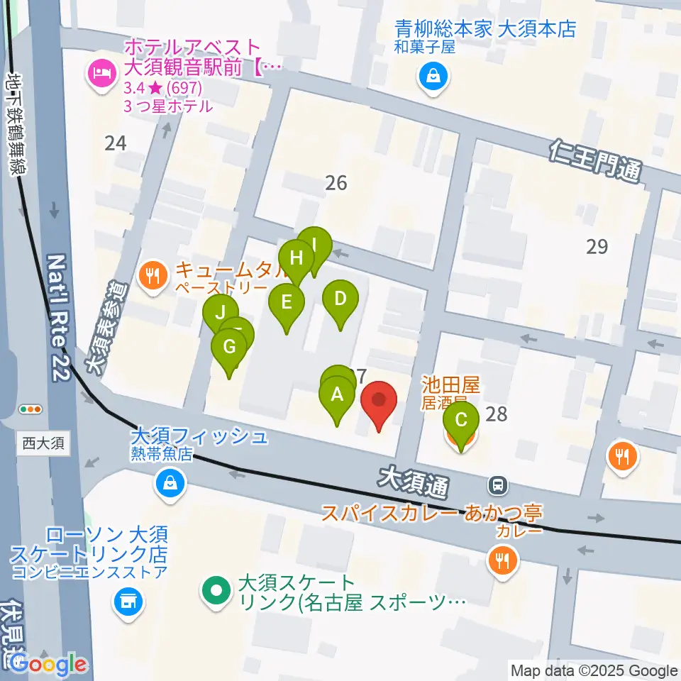 グレイテストヒッツ周辺のファミレス・ファーストフード一覧地図