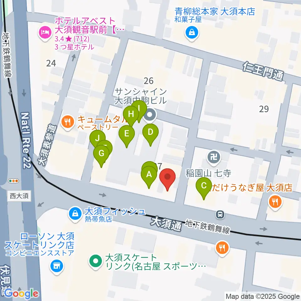 グレイテストヒッツ周辺のファミレス・ファーストフード一覧地図