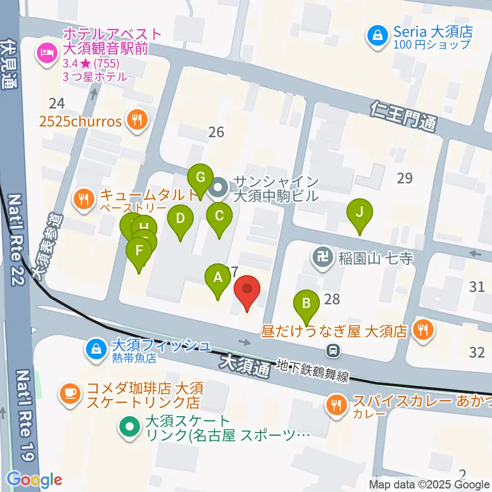 グレイテストヒッツ周辺のファミレス・ファーストフード一覧地図