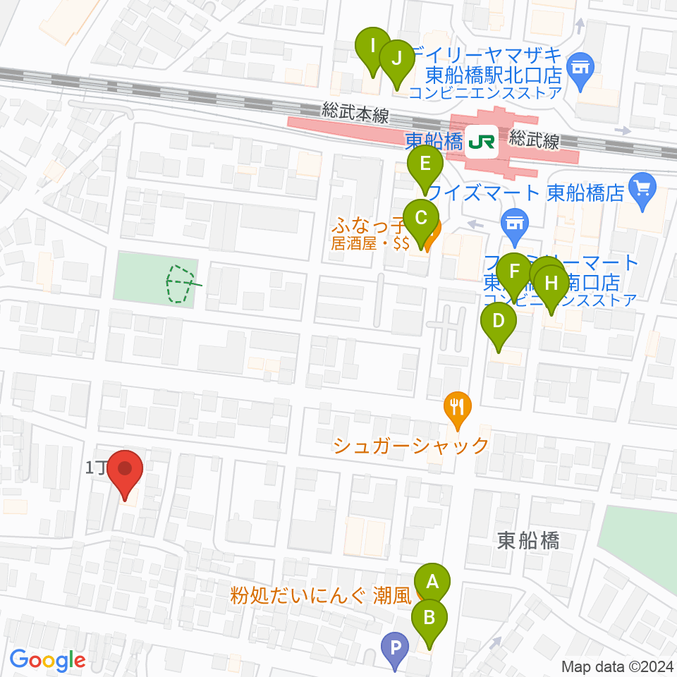 GUITAR LAB周辺のファミレス・ファーストフード一覧地図