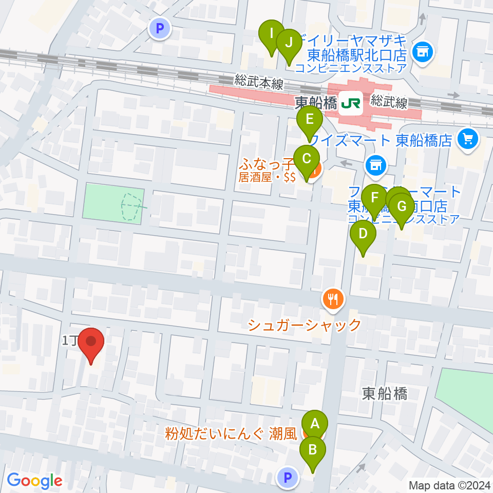 GUITAR LAB周辺のファミレス・ファーストフード一覧地図