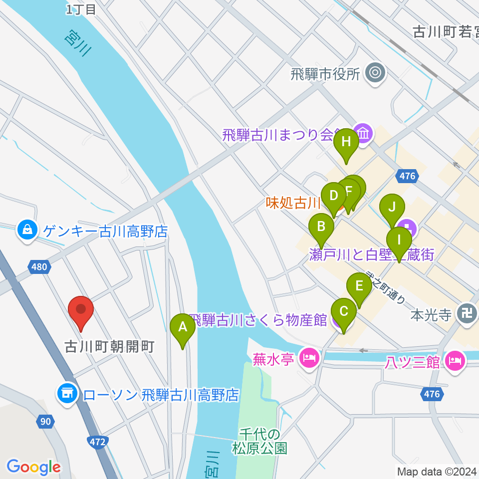 ギターのナカムラ周辺のファミレス・ファーストフード一覧地図