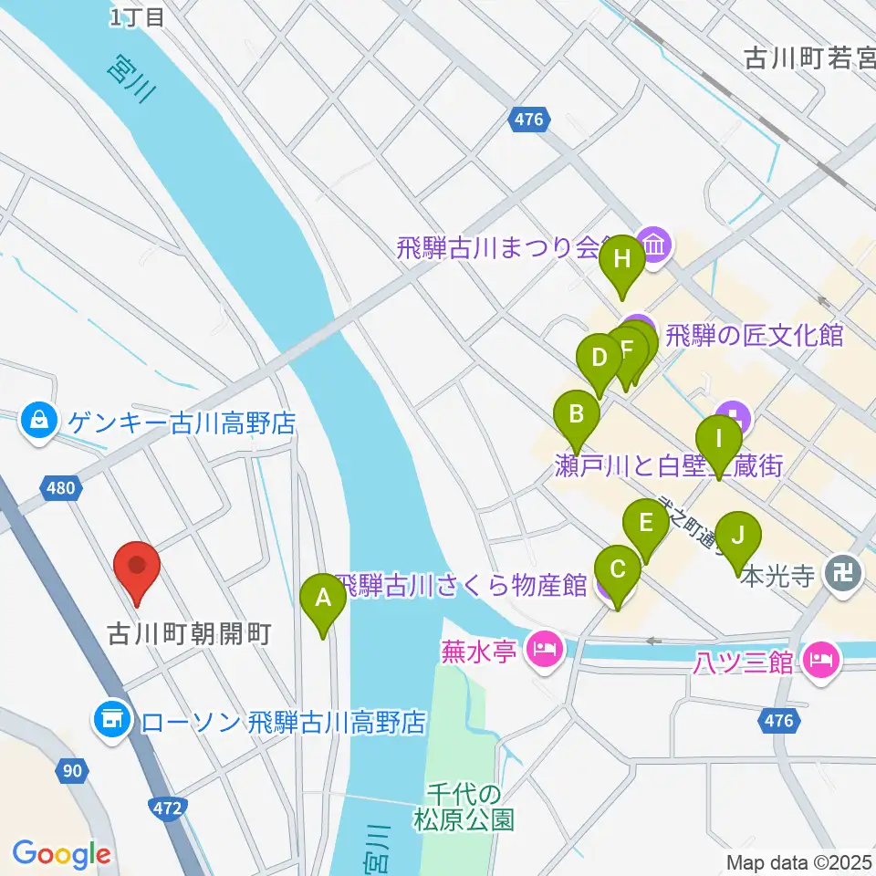 ギターのナカムラ周辺のファミレス・ファーストフード一覧地図