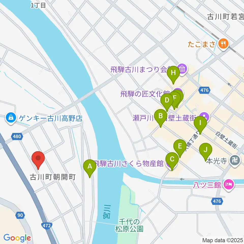 ギターのナカムラ周辺のファミレス・ファーストフード一覧地図