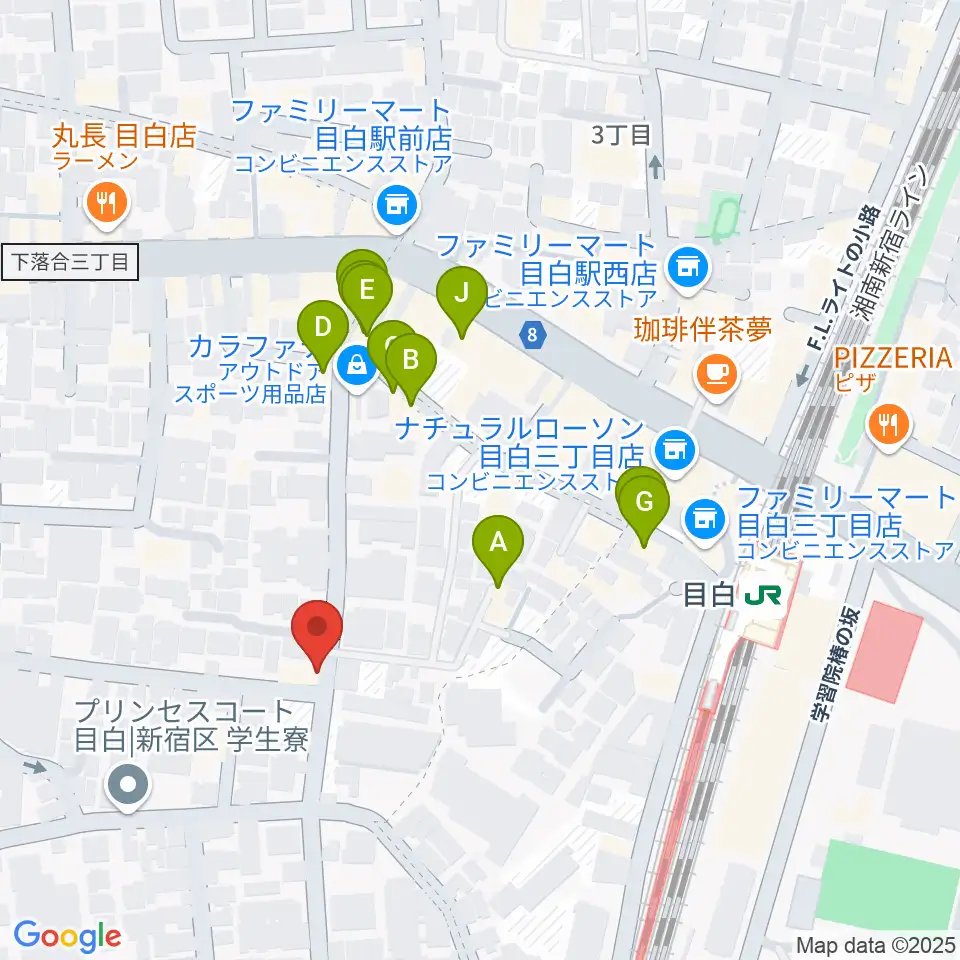 ギタルラ社 東京古典楽器センター周辺のファミレス・ファーストフード一覧地図
