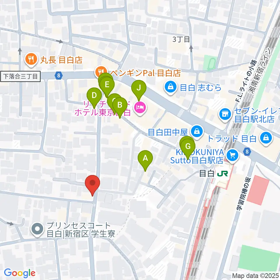 ギタルラ社 東京古典楽器センター周辺のファミレス・ファーストフード一覧地図