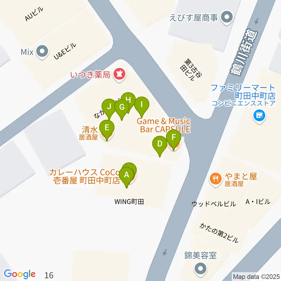 ミリメーターズミュージック周辺のファミレス・ファーストフード一覧地図