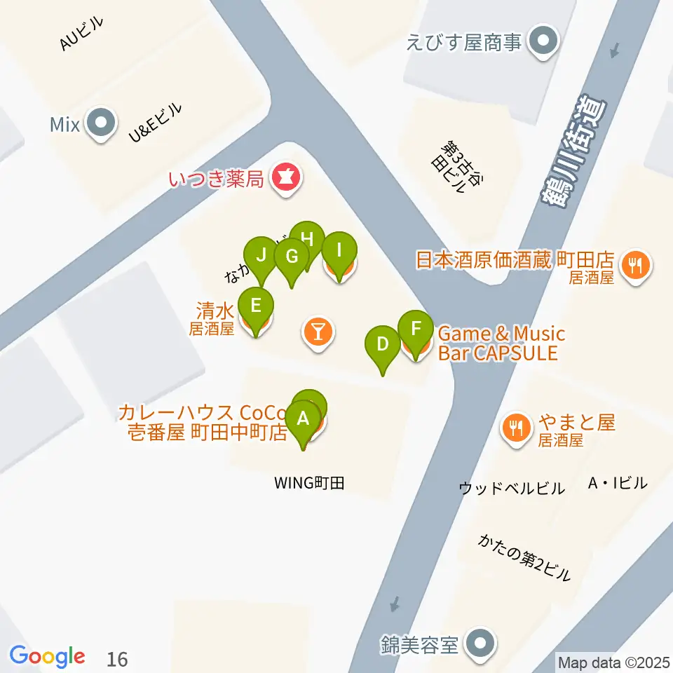 ミリメーターズミュージック周辺のファミレス・ファーストフード一覧地図