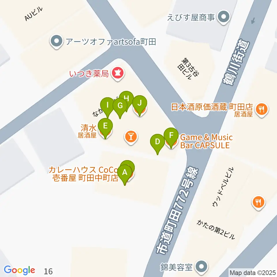 ミリメーターズミュージック周辺のファミレス・ファーストフード一覧地図