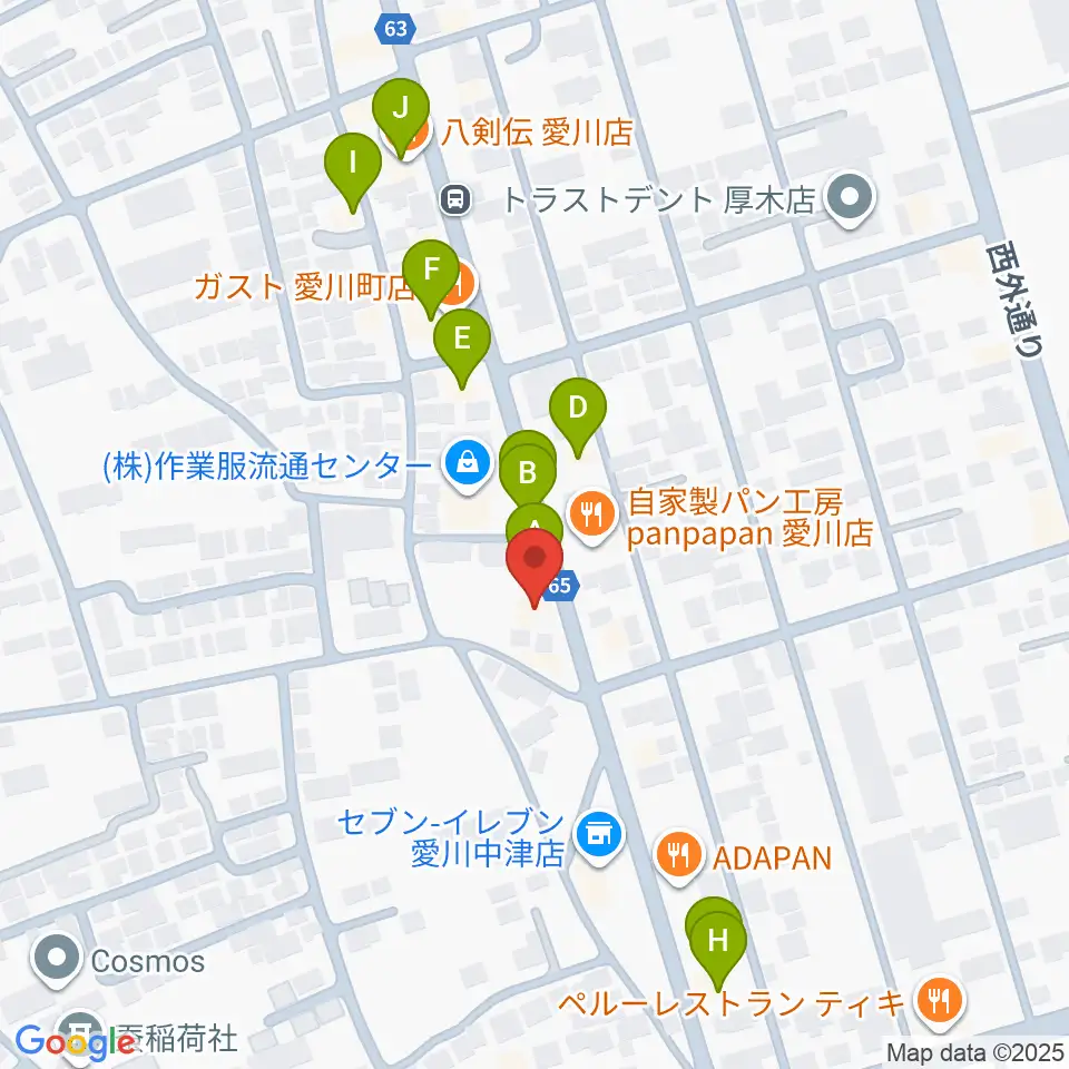 コアアートスクエア周辺のファミレス・ファーストフード一覧地図