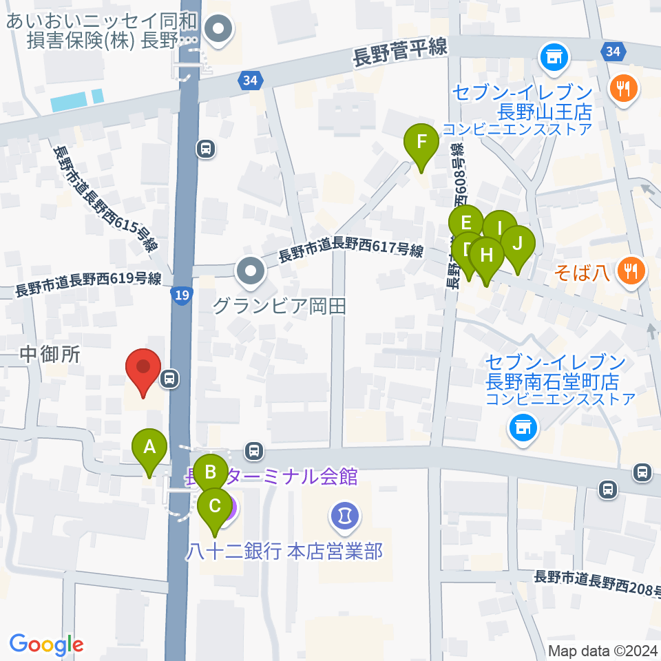 ヒオキ楽器 本店シャコンヌ周辺のファミレス・ファーストフード一覧地図