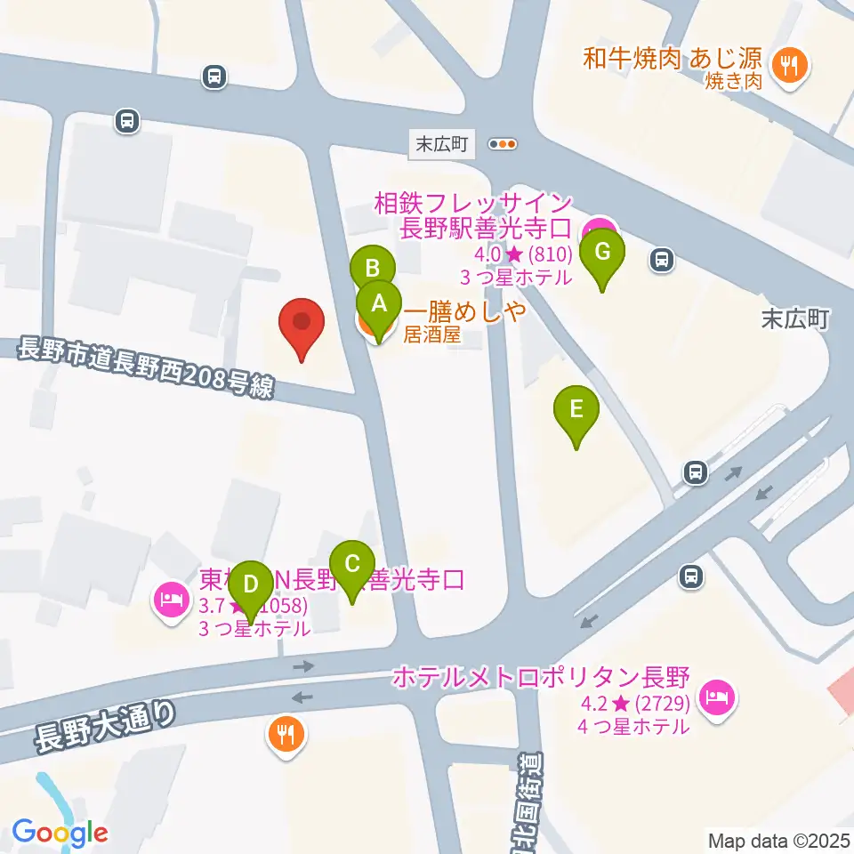 ヒオキ楽器 本店シャコンヌ周辺のファミレス・ファーストフード一覧地図