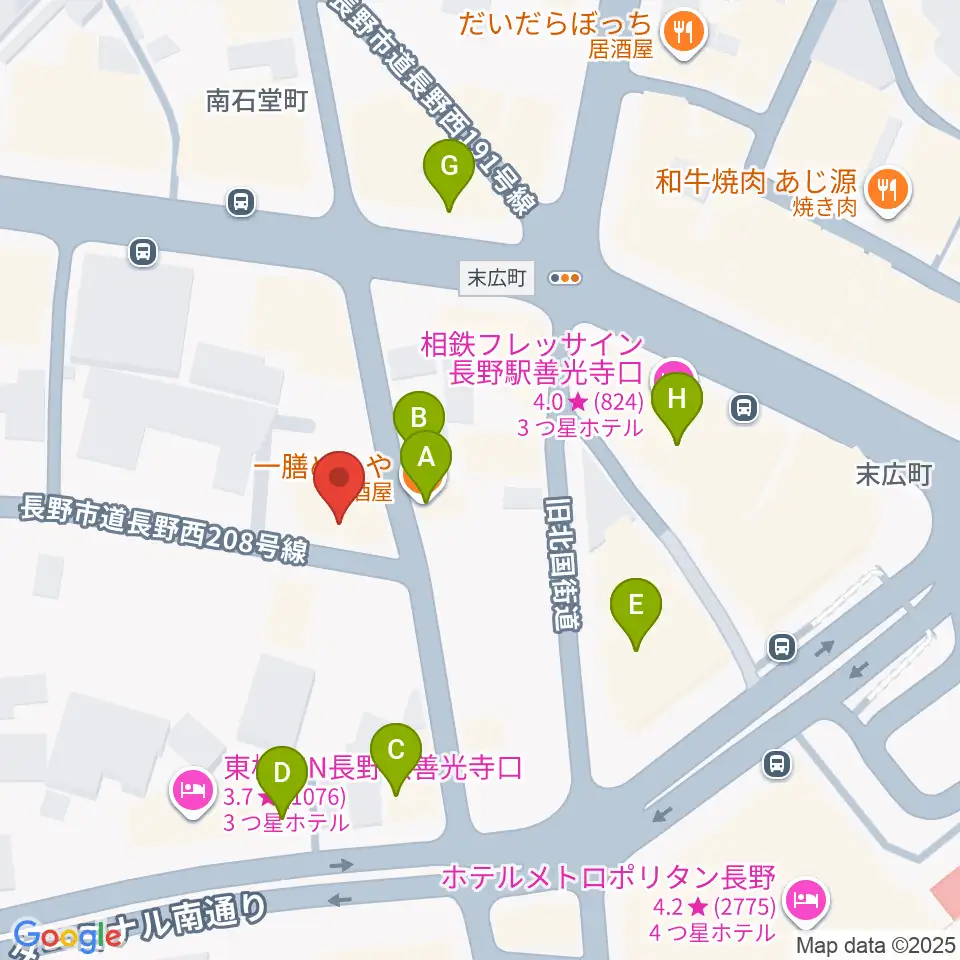 ヒオキ楽器 本店シャコンヌ周辺のファミレス・ファーストフード一覧地図