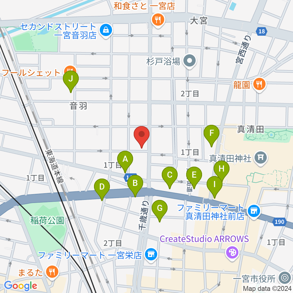 音 THE RUN周辺のファミレス・ファーストフード一覧地図