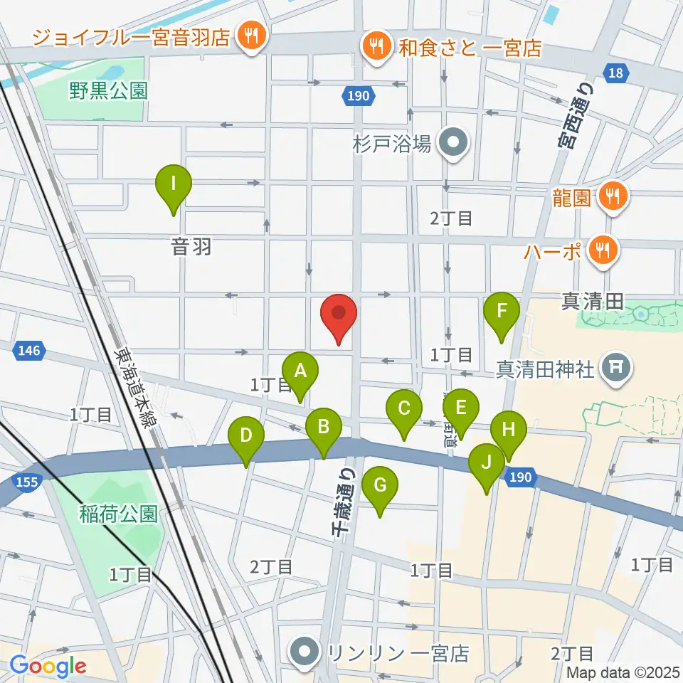 音 THE RUN周辺のファミレス・ファーストフード一覧地図