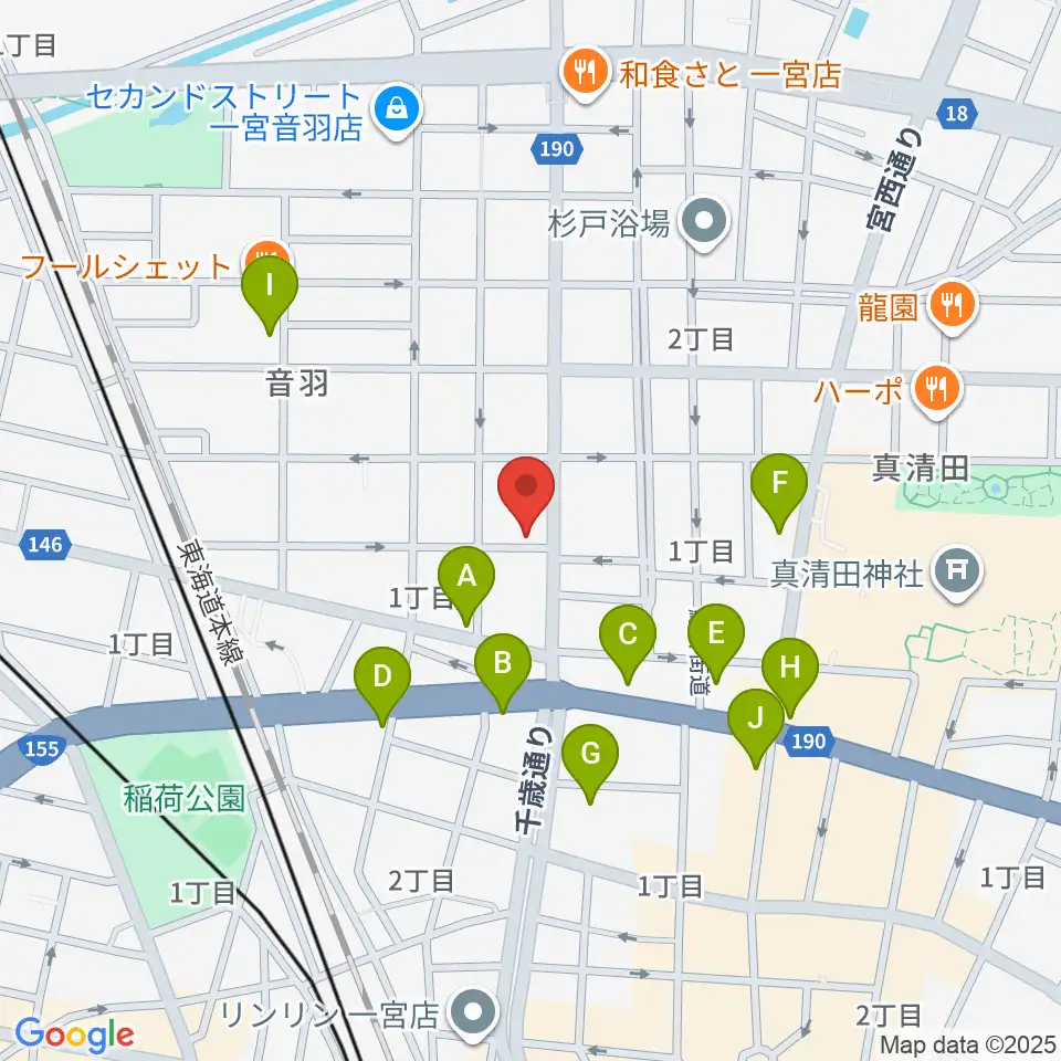 音 THE RUN周辺のファミレス・ファーストフード一覧地図
