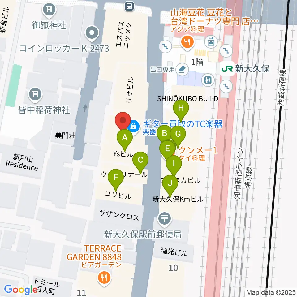 Hyper Guitars周辺のファミレス・ファーストフード一覧地図