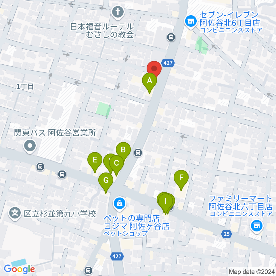 きく岡邦楽器店周辺のファミレス・ファーストフード一覧地図