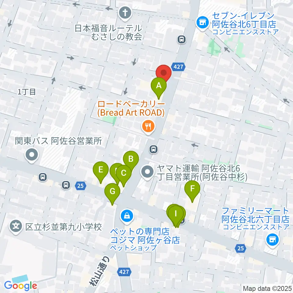 きく岡邦楽器店周辺のファミレス・ファーストフード一覧地図