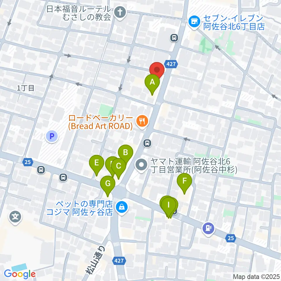 きく岡邦楽器店周辺のファミレス・ファーストフード一覧地図
