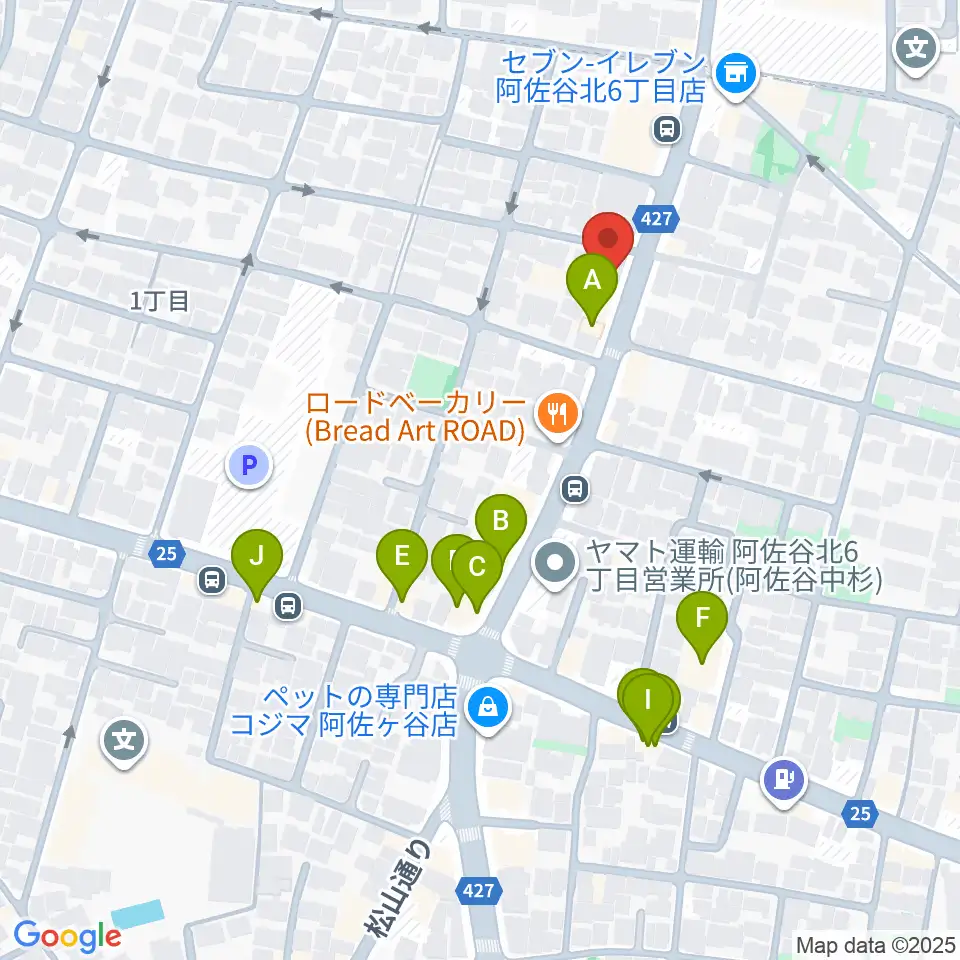 きく岡邦楽器店周辺のファミレス・ファーストフード一覧地図