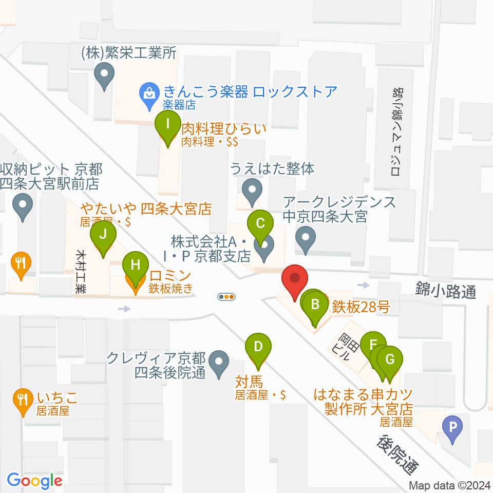 きんこう楽器周辺のファミレス・ファーストフード一覧地図