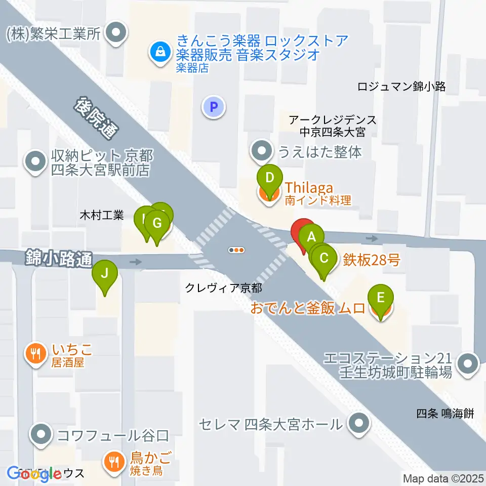 きんこう楽器周辺のファミレス・ファーストフード一覧地図