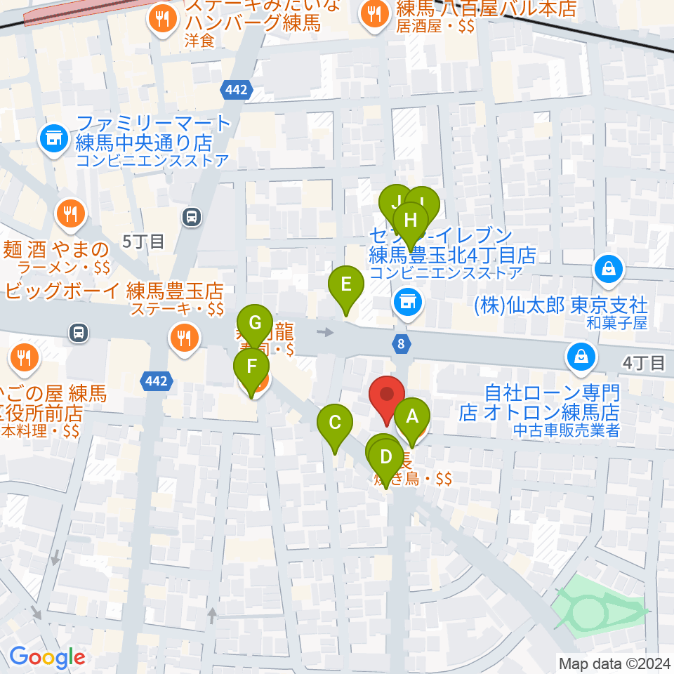 ネオリアこおろぎ周辺のファミレス・ファーストフード一覧地図