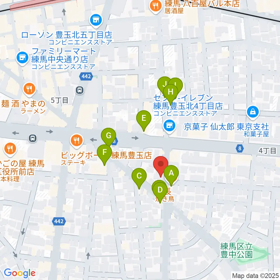 ネオリアこおろぎ周辺のファミレス・ファーストフード一覧地図