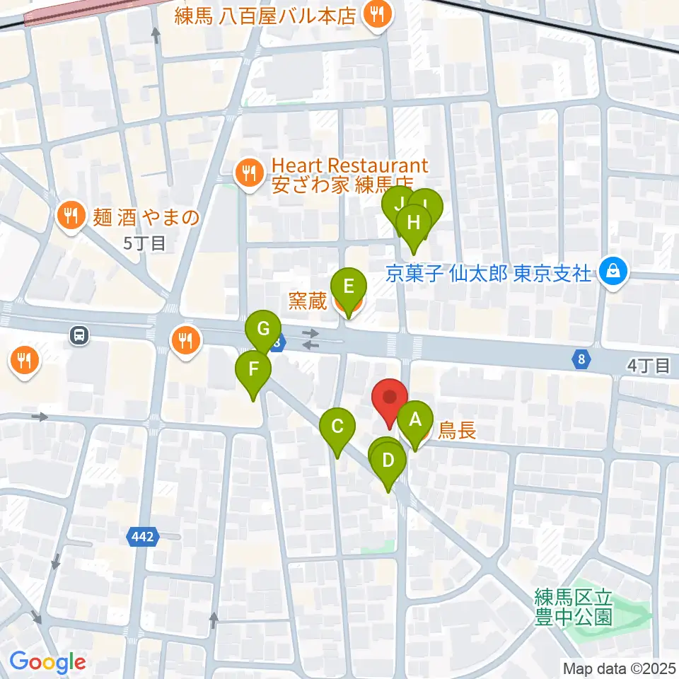 ネオリアこおろぎ周辺のファミレス・ファーストフード一覧地図