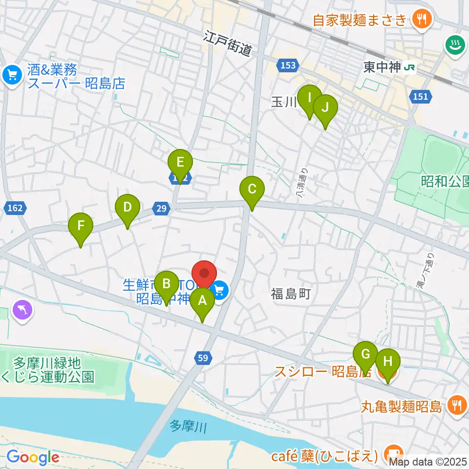 片切琴三味線店周辺のファミレス・ファーストフード一覧地図